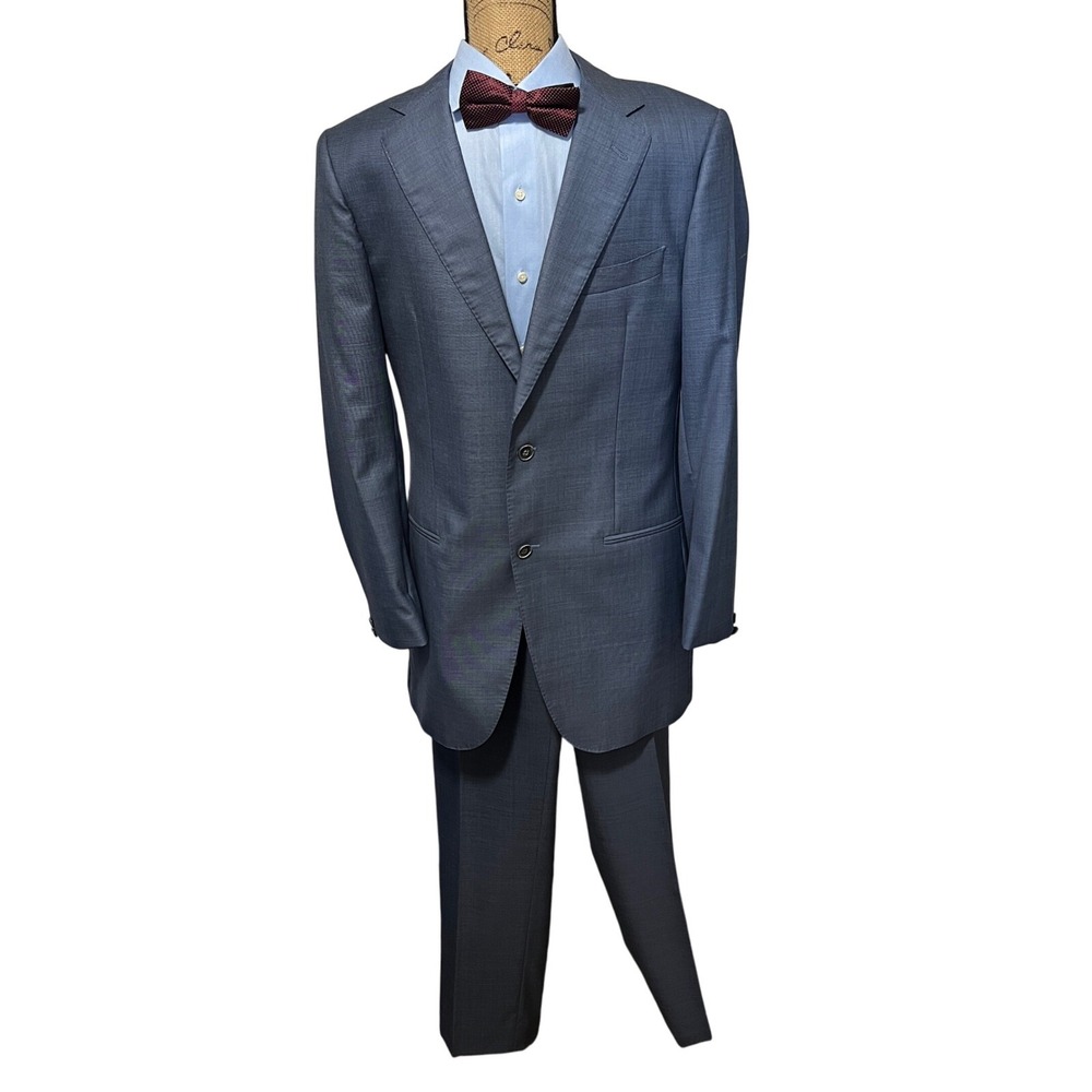 J.Hilburn Blue Iron 2 Dots Suit 2-Piece VBC Super 150s Wool‎ Size 39 XL